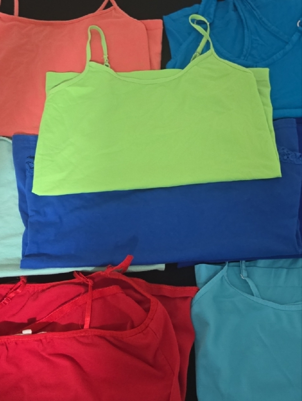 Bright Multi-Color Tank & Tee Mix - Neon Green, Coral, Red, Aqua, Royal Blue